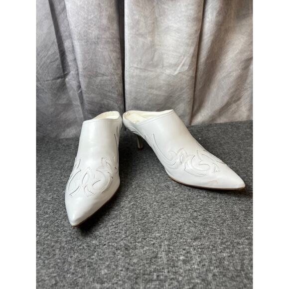 Matisse Marcell Mule Western Tooled Inlay Pointed Toe Women's Heel Size 9M White - Picture 4 of 8